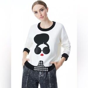 Alice + Olivia Black and White Graphic Sweater